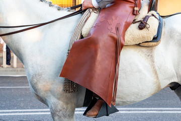 Horse riding equipment at the procession of Feria de Cordoba, Feria de Nuestra Senora de la Salud...