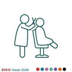 Fototapeta premium Hairdresser icon logo, illustration, vector sign symbol for design