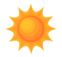 Orange cartoon sun symbol.