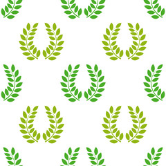 Obraz premium Green laurel wreaths seamless pattern.