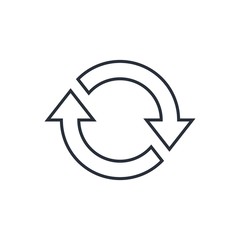 Line  icon of cyclic rotation, recycling recurrence, renewal. - obrazy, fototapety, plakaty