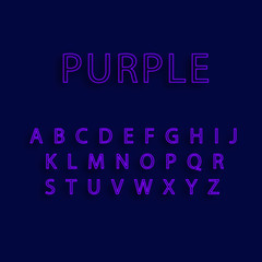 Purple neon alphabet fonts. neon vector illustration. Purple neon lighting. Candy color neon alphabet.