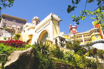 Fototapeta na wymiar MAY 3 2016, SINTRA, PORTUGAL: Beautiful view to Pena palace in Portugal