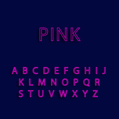 Pink neon alphabet fonts. neon vector illustration. Pink neon lighting. Candy color neon alphabet.