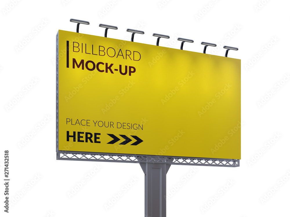 Wall mural 3d rendering of blank billboard (empty advertisement) isolated on white. empty mockup template