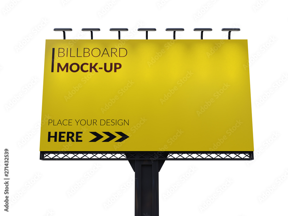 Wall mural 3d rendering of blank billboard (empty advertisement) isolated on white. empty mockup template
