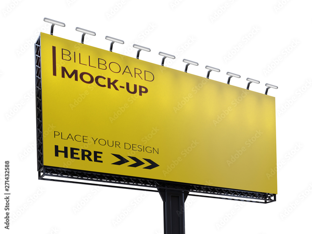 Wall mural 3d rendering of blank billboard (empty advertisement) isolated on white. empty mockup template