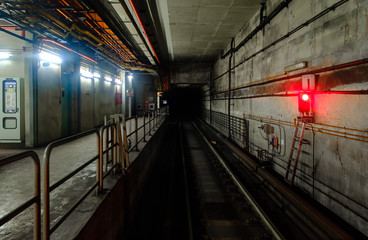Underground tunnel for the subway train railway