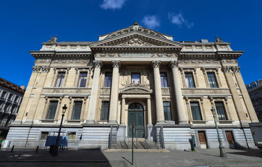 Facade of the Bourse palace building in Brussels , Belgium