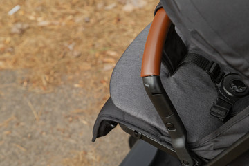 Original baby stroller, close-up details. New design.