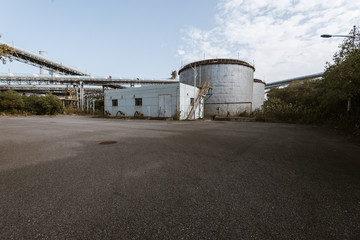 Industrial buildings in an abandoned factory