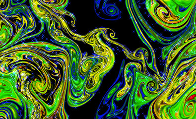 Magic space texture, pattern, looks like colorful smoke and fire with little stars. It look like little snowflakes on a white and black background.