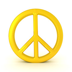 3D Rendering of golden peace symbol