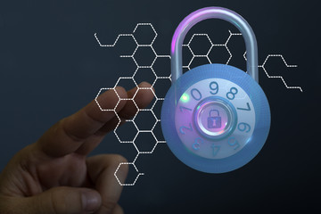 Fototapeta premium security data code digital in hand