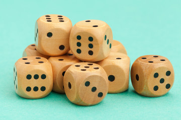 Gaming dices on blue background. Game concept.