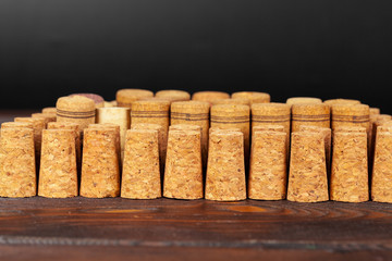 Close up of group of wine corks