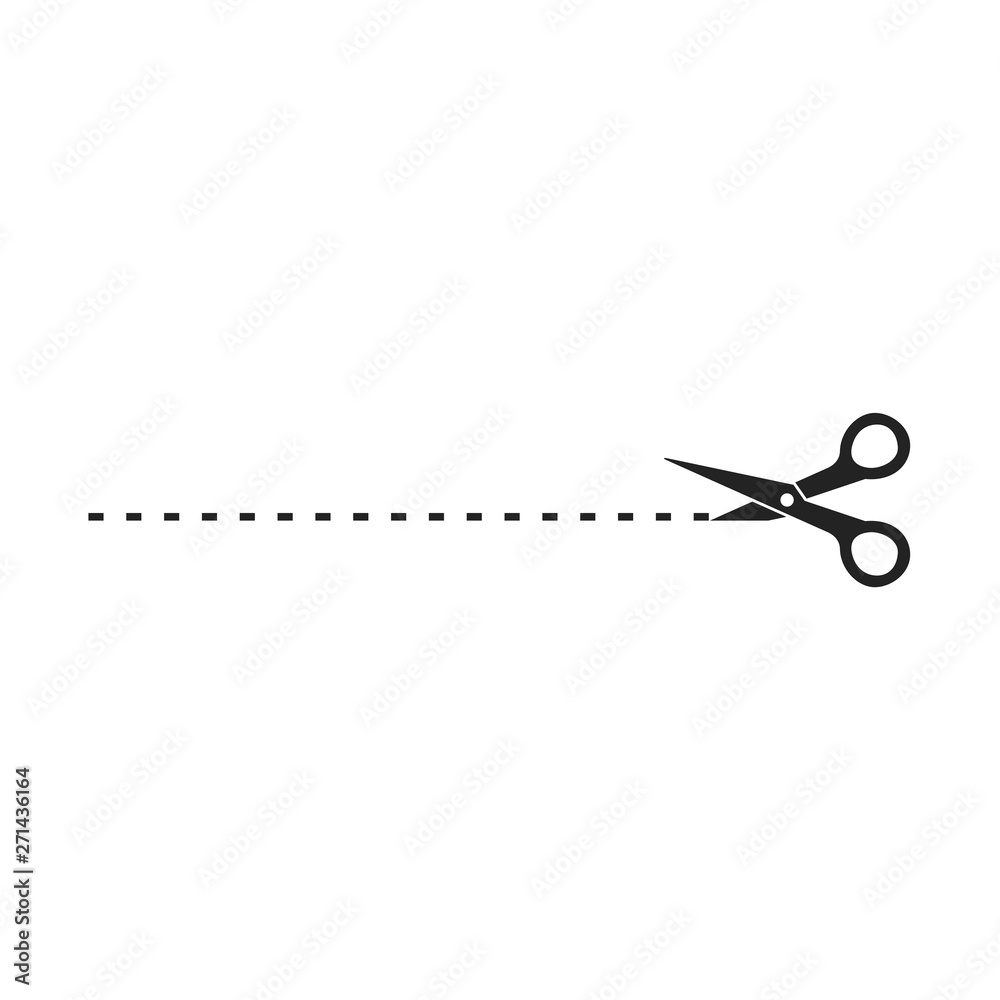 Poster black scissors cut line vector design illustration isolated on white background