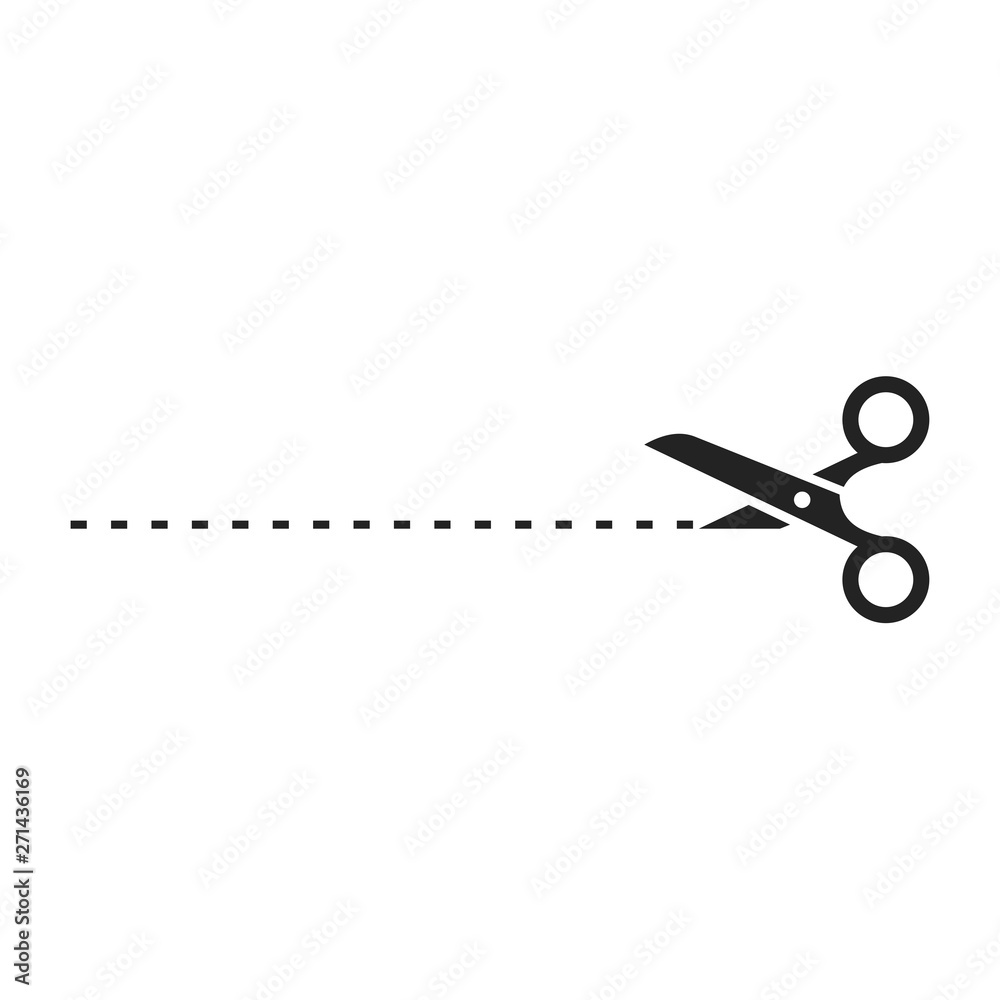 Poster black scissors cut line vector design illustration isolated on white background