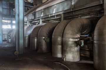 Interior of an old abandoned industrial steel factory