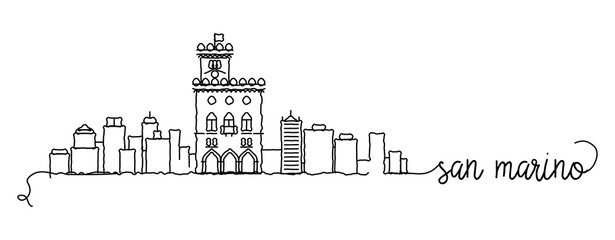 Fototapeta premium San Marino City Skyline Doodle Sign