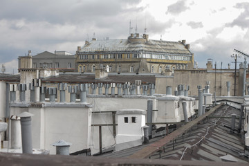 Fototapeta premium Roofs of tenements in the city center.