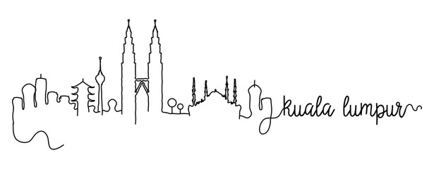 Kuala Lumpur City Skyline Doodle Sign