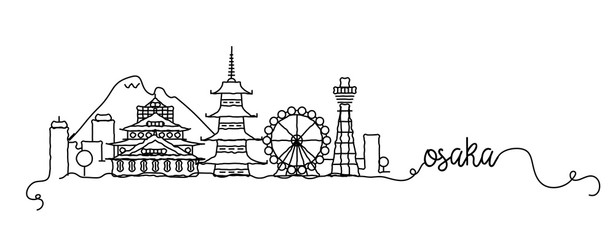 Fototapeta premium Osaka City Skyline Doodle Sign