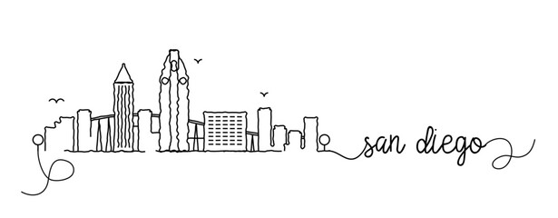 San Diego City Skyline Doodle Sign