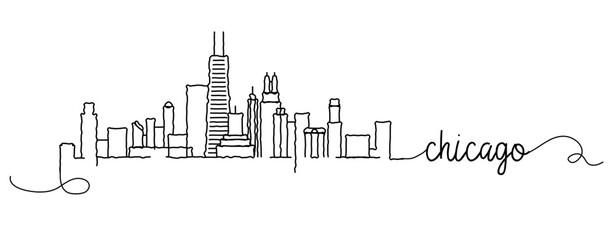 Chicago City Skyline Doodle Sign