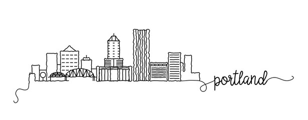 Portland City Skyline Doodle Sign