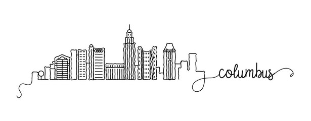 Columbus City Skyline Doodle Sign