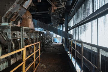 Interior of an old abandoned industrial steel factory