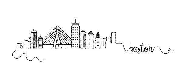 Boston City Skyline Doodle Sign