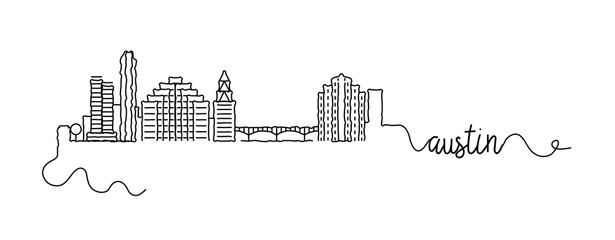 Austin City Skyline Doodle Sign
