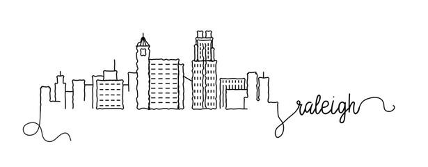 Raleigh City Skyline Doodle Sign