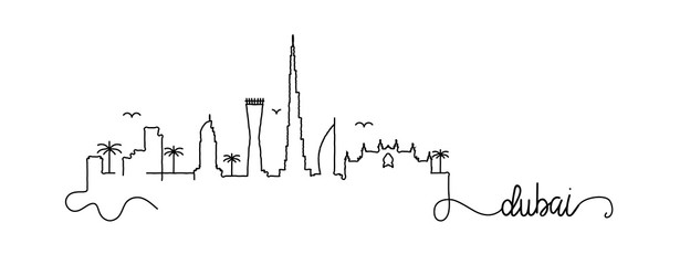 Dubai City Skyline Doodle Sign