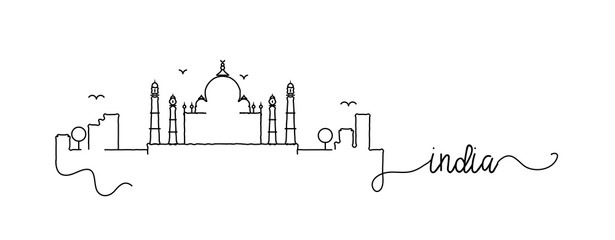 India City Skyline Doodle Sign