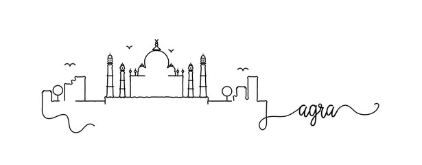 Agra City Skyline Doodle Sign