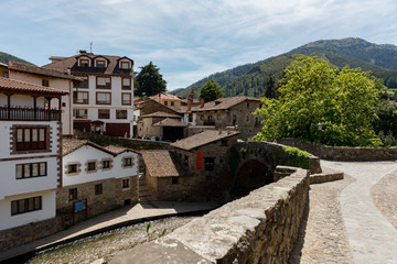 Fototapeta na wymiar Cityscape in Potes a Cantabria village of Spain