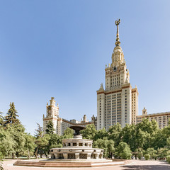 Moscow State University named after M.V. Lomonosov. Main building of MSU. The territory of Moscow...