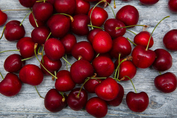 cherry on a wooden background close-up