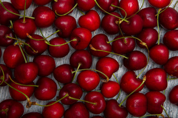 cherry on a wooden background close-up