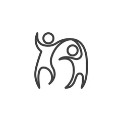 Dancing couple line icon. linear style sign for mobile concept and web design. Dancers couple outline vector icon. Dance party symbol, logo illustration. Vector graphics