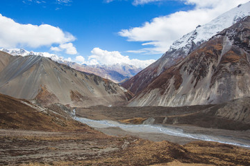 Annapurna circuit trek. Himalayan mountains, Nepal