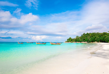 Sea and clear water beach have a holiday summer relaxing and travel bright sky koh lipe thailand