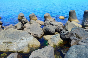 Crystal clear blue Black Sea In Bulgaria, the island of Nessebar