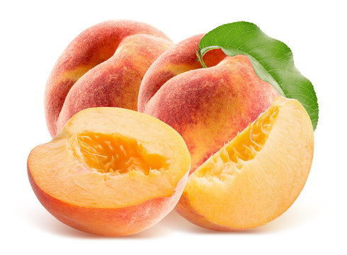 Peaches Isolated On A White Background