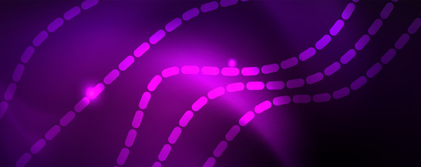 Obraz premium Neon vector wave lines abstract background, magic futuristic techno design