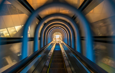 Tunnel escalator of the building at osaka Japan