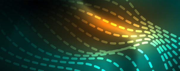 Fototapeta premium Shiny neon vector wave line abstract background, motion concept